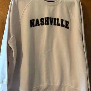 Nashville Crewneck Sweatshirt in cream color with Navy Applique Women’s 3X